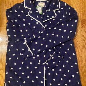 Kate Spade Navy and White Polka Dot Pajama Top